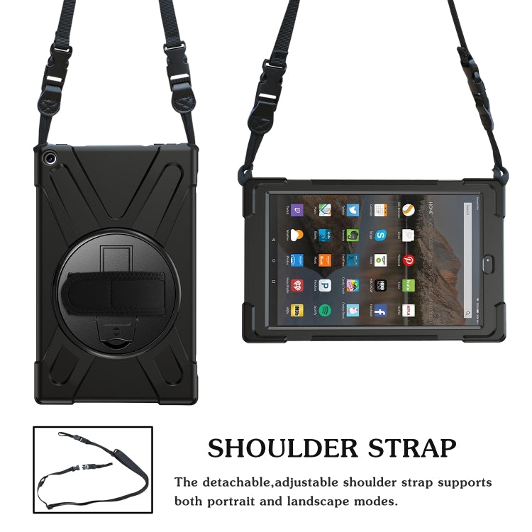 For Amazon Kindle Fire HD10 2019 / 2018 / 2017 Shockproof Colorful Silicone + PC Protective Case with Holder & Hand Strap & Shoulder Strap