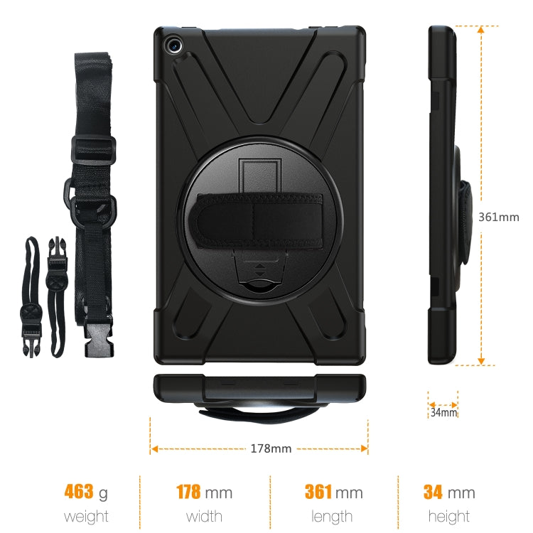 For Amazon Kindle Fire HD10 2019 / 2018 / 2017 Shockproof Colorful Silicone + PC Protective Case with Holder & Hand Strap & Shoulder Strap