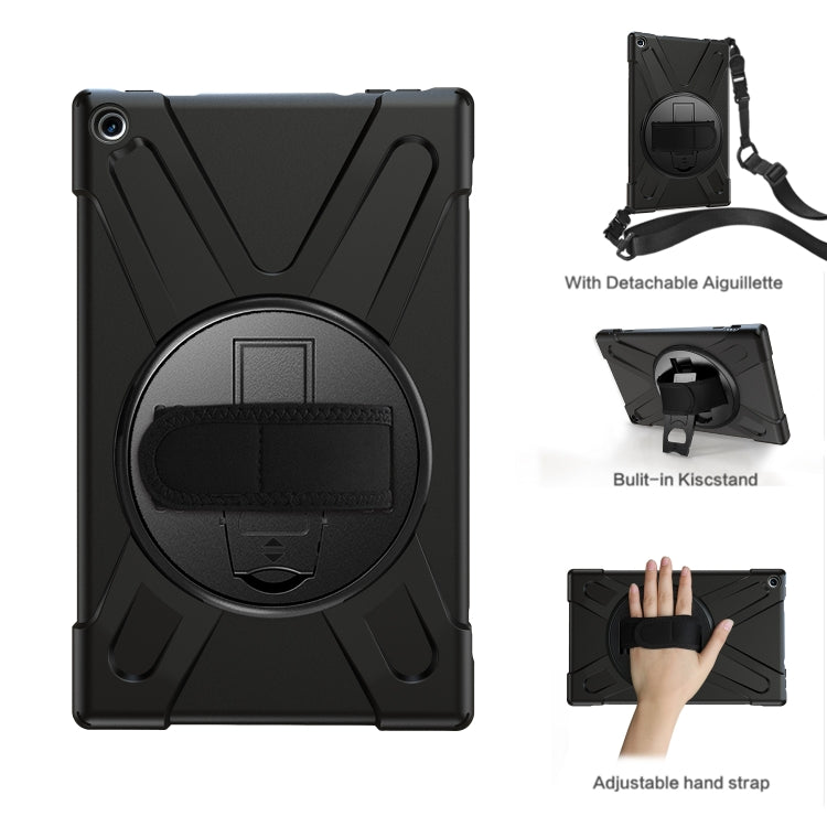 For Amazon Kindle Fire HD10 2019 / 2018 / 2017 Shockproof Colorful Silicone + PC Protective Case with Holder & Hand Strap & Shoulder Strap