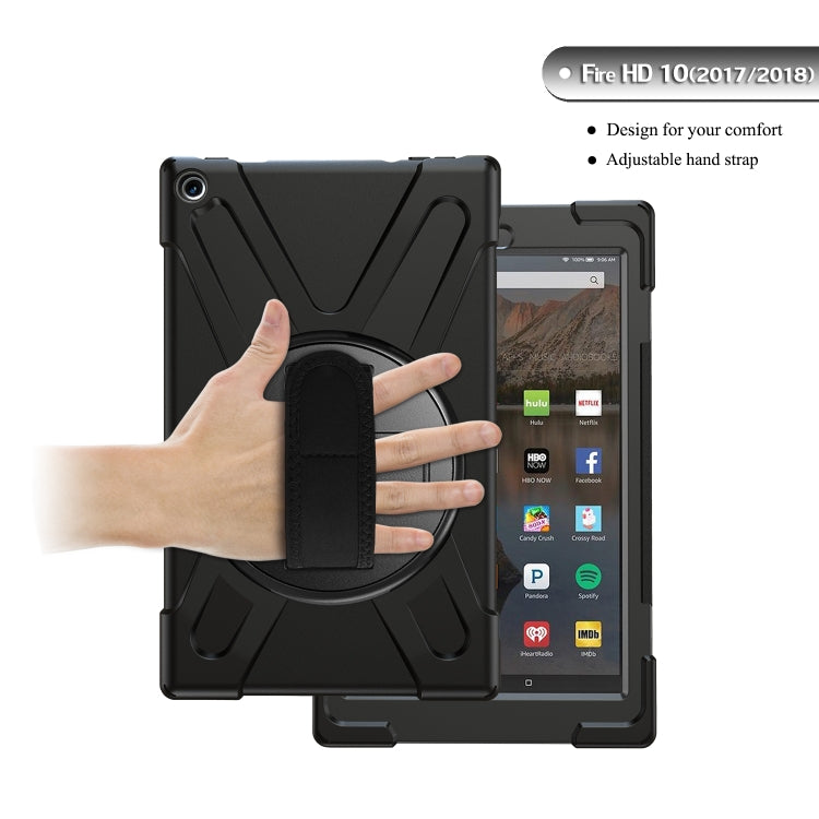 For Amazon Kindle Fire HD10 2019 / 2018 / 2017 Shockproof Colorful Silicone + PC Protective Case with Holder & Hand Strap & Shoulder Strap