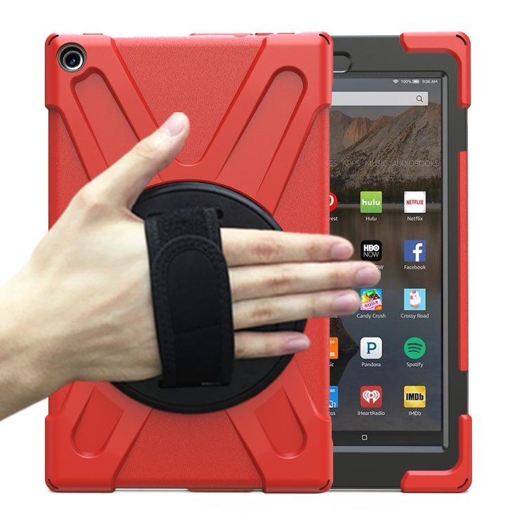For Amazon Kindle Fire HD10 2019 / 2018 / 2017 Shockproof Colorful Silicone + PC Protective Case with Holder & Hand Strap & Shoulder Strap