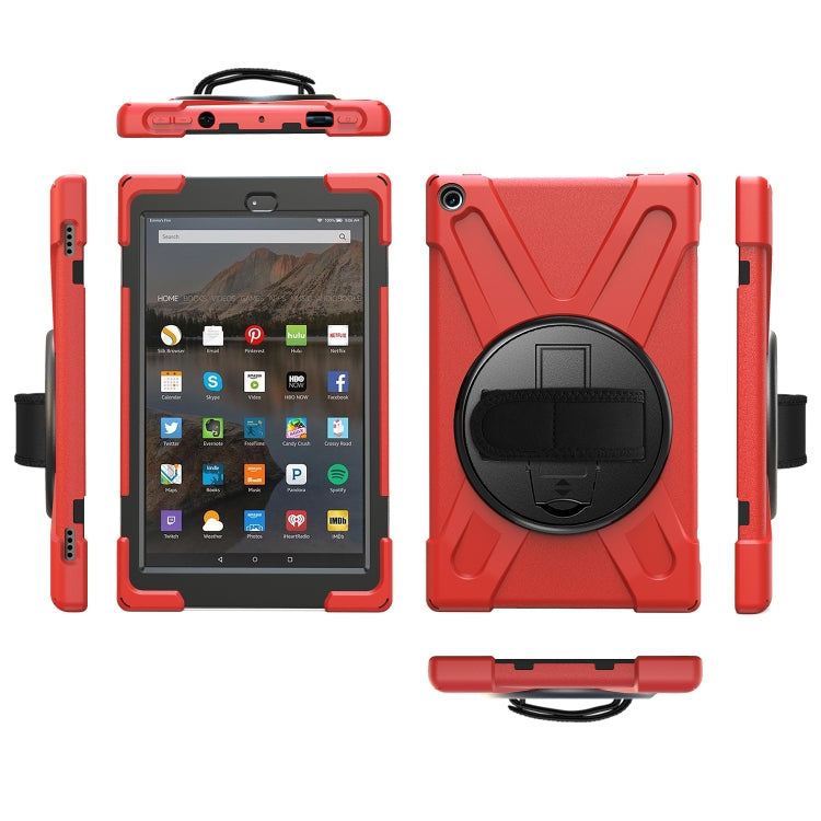 For Amazon Kindle Fire HD10 2019 / 2018 / 2017 Shockproof Colorful Silicone + PC Protective Case with Holder & Hand Strap & Shoulder Strap