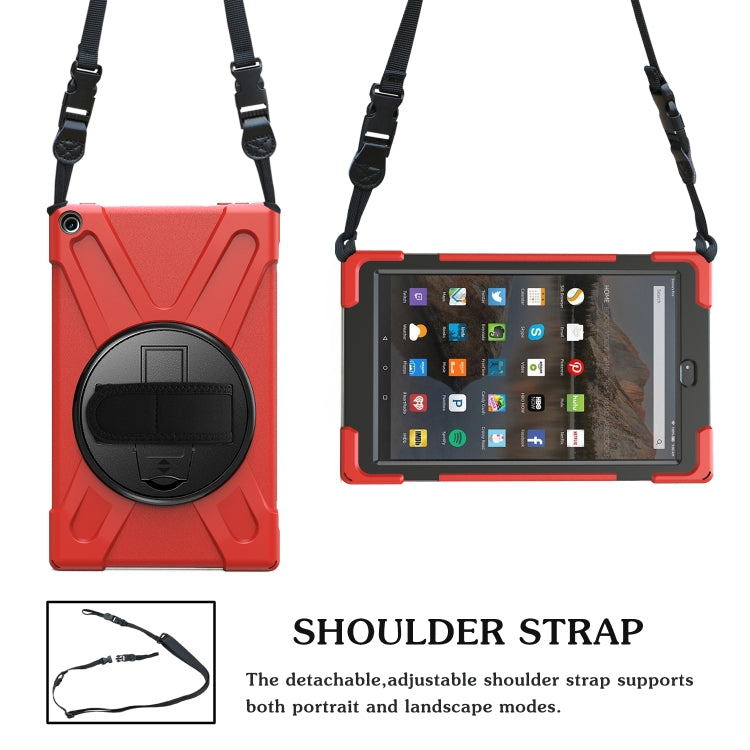For Amazon Kindle Fire HD10 2019 / 2018 / 2017 Shockproof Colorful Silicone + PC Protective Case with Holder & Hand Strap & Shoulder Strap