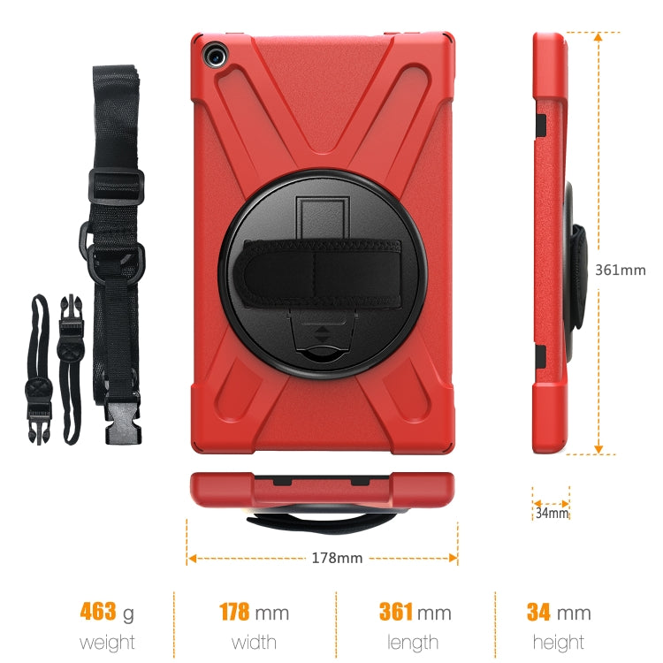 For Amazon Kindle Fire HD10 2019 / 2018 / 2017 Shockproof Colorful Silicone + PC Protective Case with Holder & Hand Strap & Shoulder Strap