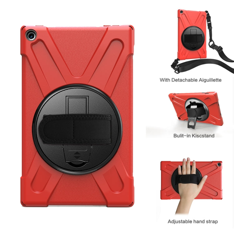 For Amazon Kindle Fire HD10 2019 / 2018 / 2017 Shockproof Colorful Silicone + PC Protective Case with Holder & Hand Strap & Shoulder Strap