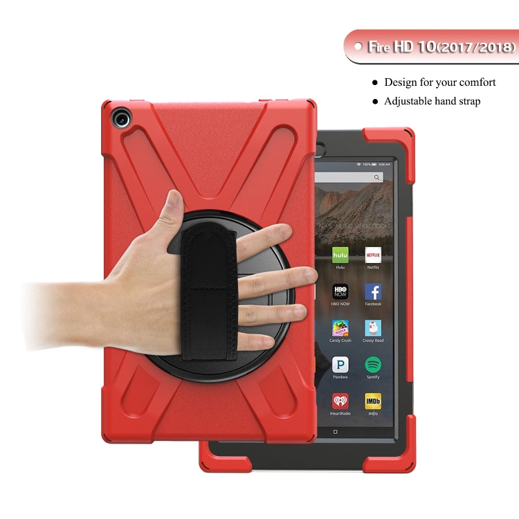 For Amazon Kindle Fire HD10 2019 / 2018 / 2017 Shockproof Colorful Silicone + PC Protective Case with Holder & Hand Strap & Shoulder Strap