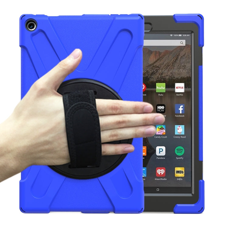 For Amazon Kindle Fire HD10 2019 / 2018 / 2017 Shockproof Colorful Silicone + PC Protective Case with Holder & Hand Strap & Shoulder Strap
