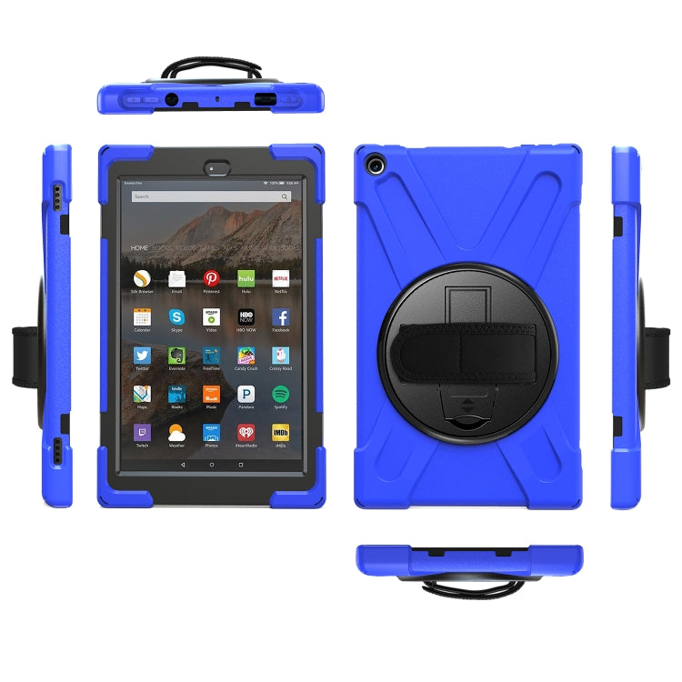For Amazon Kindle Fire HD10 2019 / 2018 / 2017 Shockproof Colorful Silicone + PC Protective Case with Holder & Hand Strap & Shoulder Strap