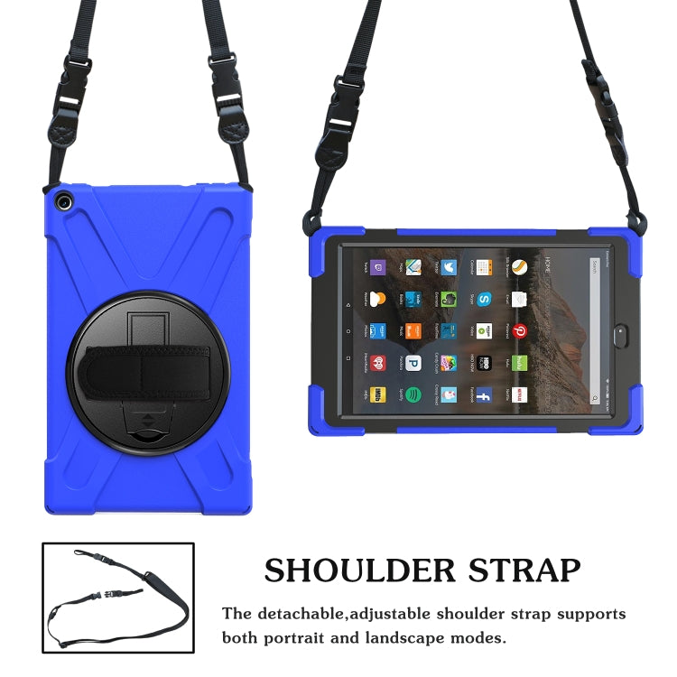 For Amazon Kindle Fire HD10 2019 / 2018 / 2017 Shockproof Colorful Silicone + PC Protective Case with Holder & Hand Strap & Shoulder Strap