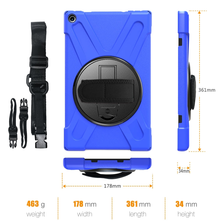For Amazon Kindle Fire HD10 2019 / 2018 / 2017 Shockproof Colorful Silicone + PC Protective Case with Holder & Hand Strap & Shoulder Strap
