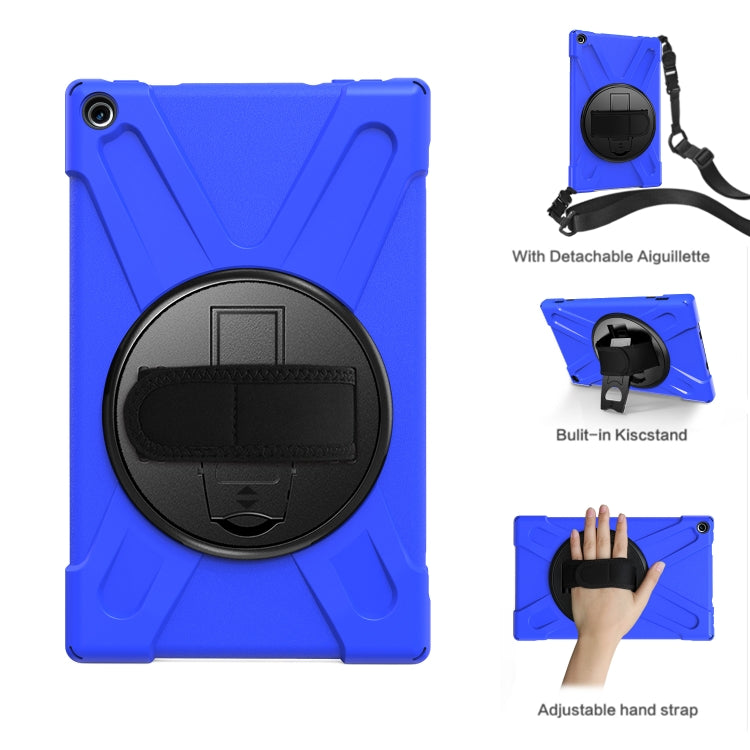 For Amazon Kindle Fire HD10 2019 / 2018 / 2017 Shockproof Colorful Silicone + PC Protective Case with Holder & Hand Strap & Shoulder Strap