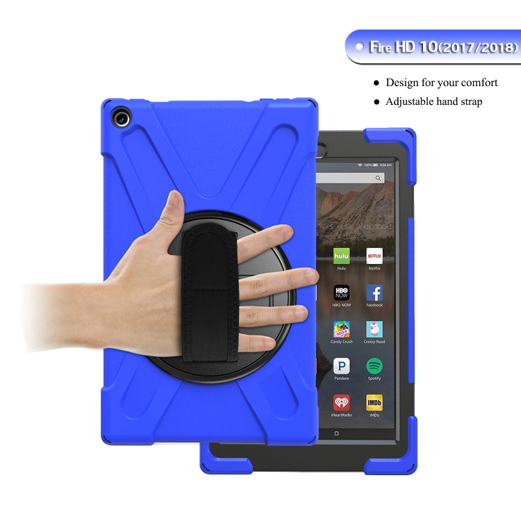 For Amazon Kindle Fire HD10 2019 / 2018 / 2017 Shockproof Colorful Silicone + PC Protective Case with Holder & Hand Strap & Shoulder Strap