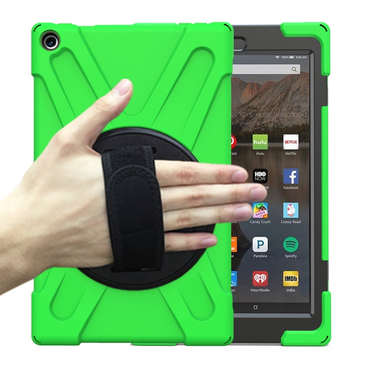 For Amazon Kindle Fire HD10 2019 / 2018 / 2017 Shockproof Colorful Silicone + PC Protective Case with Holder & Hand Strap & Shoulder Strap