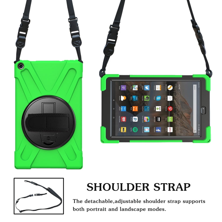 For Amazon Kindle Fire HD10 2019 / 2018 / 2017 Shockproof Colorful Silicone + PC Protective Case with Holder & Hand Strap & Shoulder Strap