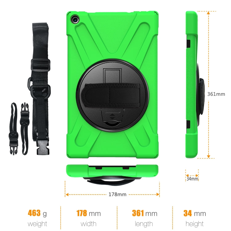 For Amazon Kindle Fire HD10 2019 / 2018 / 2017 Shockproof Colorful Silicone + PC Protective Case with Holder & Hand Strap & Shoulder Strap