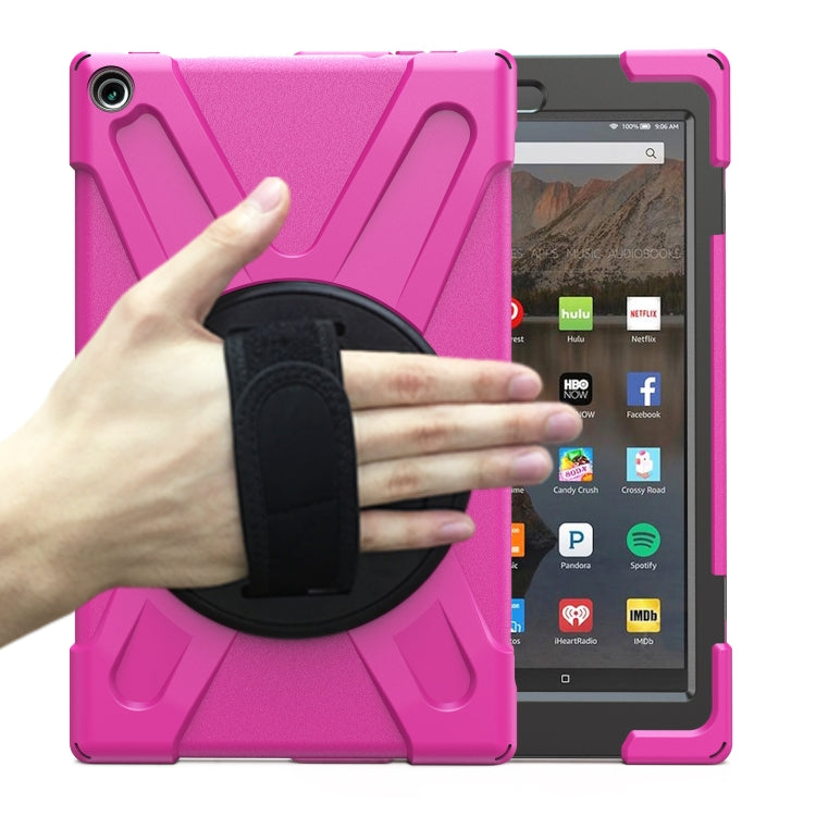 For Amazon Kindle Fire HD10 2019 / 2018 / 2017 Shockproof Colorful Silicone + PC Protective Case with Holder & Hand Strap & Shoulder Strap
