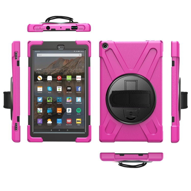 For Amazon Kindle Fire HD10 2019 / 2018 / 2017 Shockproof Colorful Silicone + PC Protective Case with Holder & Hand Strap & Shoulder Strap