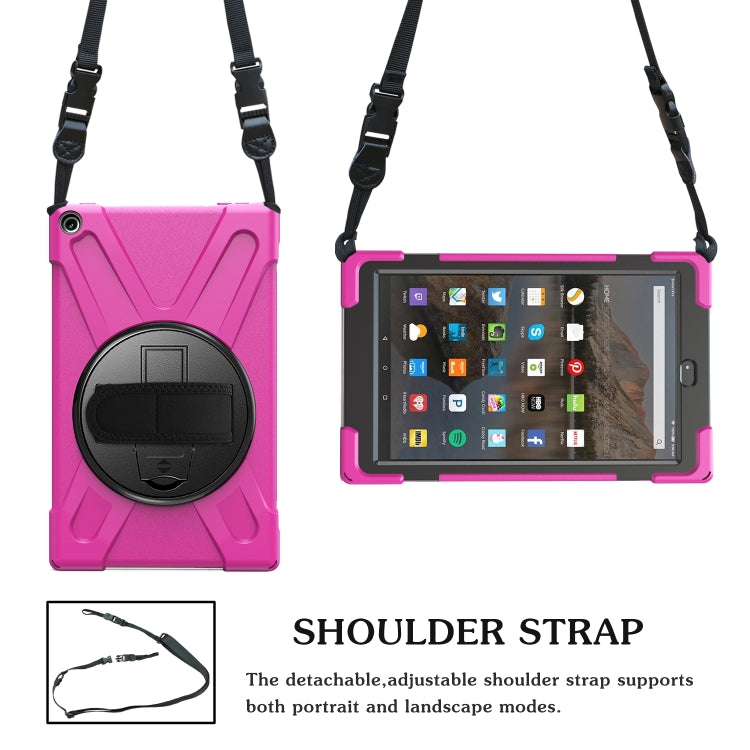 For Amazon Kindle Fire HD10 2019 / 2018 / 2017 Shockproof Colorful Silicone + PC Protective Case with Holder & Hand Strap & Shoulder Strap