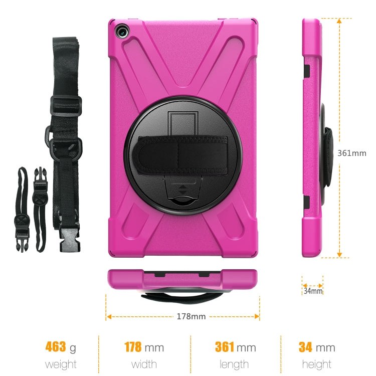For Amazon Kindle Fire HD10 2019 / 2018 / 2017 Shockproof Colorful Silicone + PC Protective Case with Holder & Hand Strap & Shoulder Strap