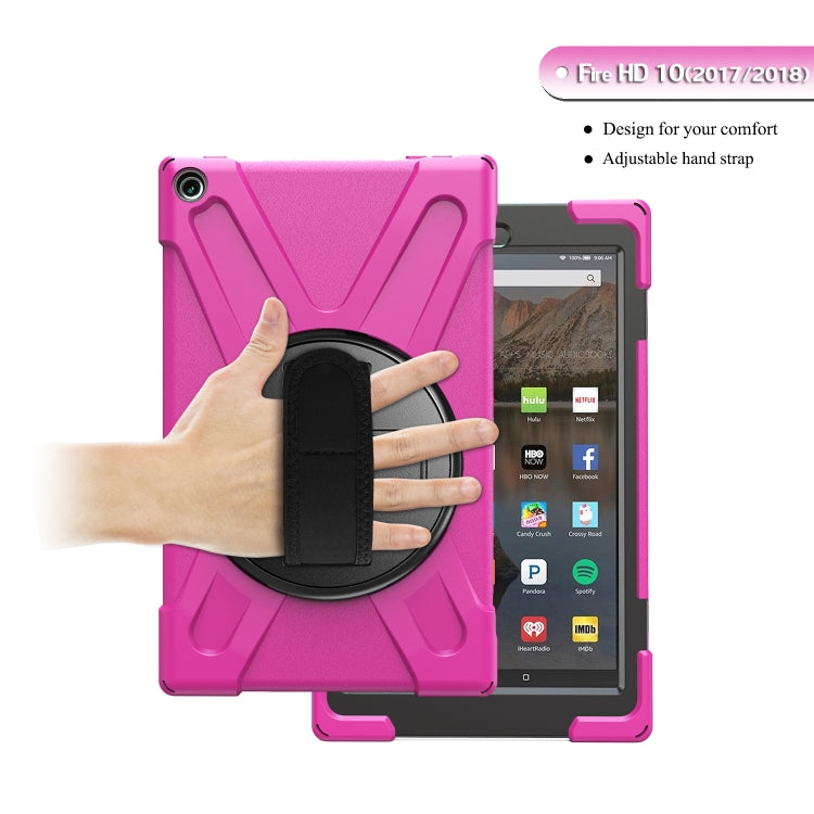 For Amazon Kindle Fire HD10 2019 / 2018 / 2017 Shockproof Colorful Silicone + PC Protective Case with Holder & Hand Strap & Shoulder Strap