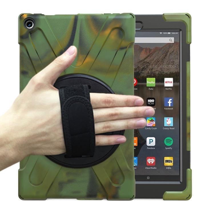 For Amazon Kindle Fire HD10 2019 / 2018 / 2017 Shockproof Colorful Silicone + PC Protective Case with Holder & Hand Strap & Shoulder Strap