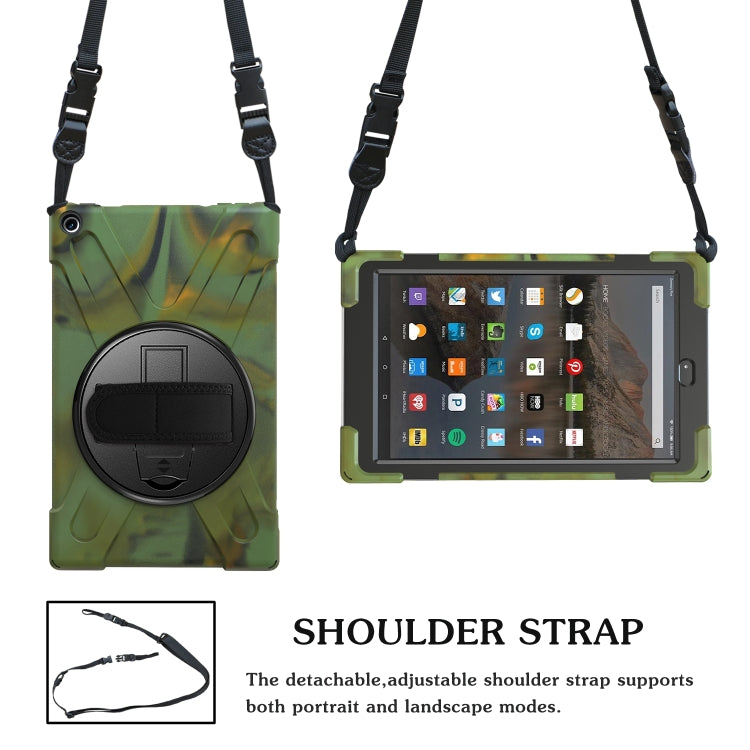 For Amazon Kindle Fire HD10 2019 / 2018 / 2017 Shockproof Colorful Silicone + PC Protective Case with Holder & Hand Strap & Shoulder Strap