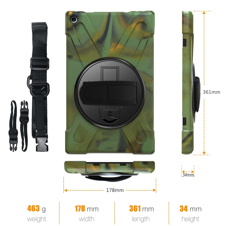 For Amazon Kindle Fire HD10 2019 / 2018 / 2017 Shockproof Colorful Silicone + PC Protective Case with Holder & Hand Strap & Shoulder Strap