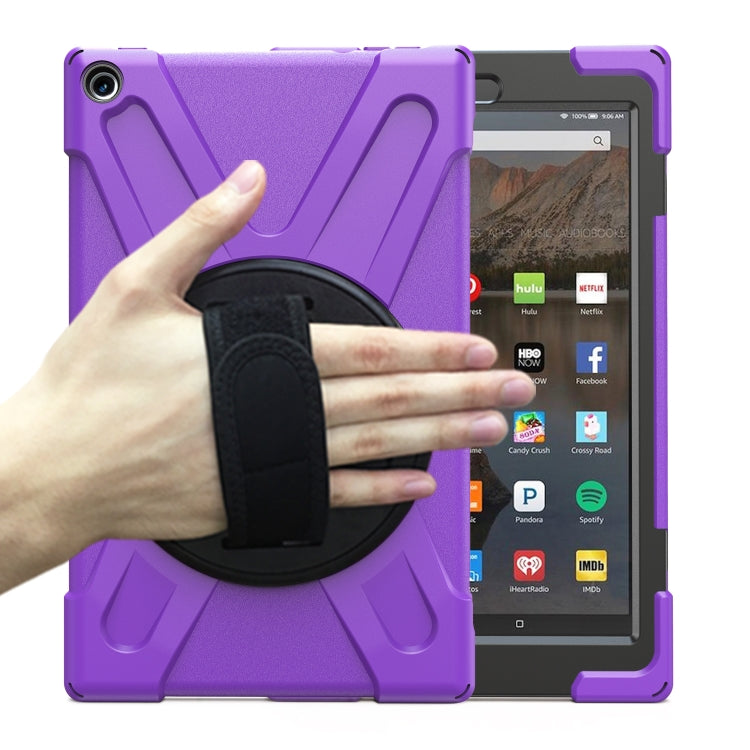 For Amazon Kindle Fire HD10 2019 / 2018 / 2017 Shockproof Colorful Silicone + PC Protective Case with Holder & Hand Strap & Shoulder Strap