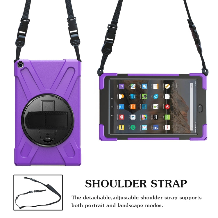 For Amazon Kindle Fire HD10 2019 / 2018 / 2017 Shockproof Colorful Silicone + PC Protective Case with Holder & Hand Strap & Shoulder Strap