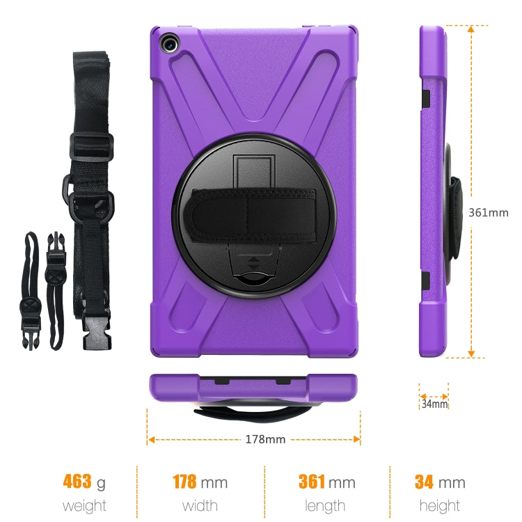 For Amazon Kindle Fire HD10 2019 / 2018 / 2017 Shockproof Colorful Silicone + PC Protective Case with Holder & Hand Strap & Shoulder Strap