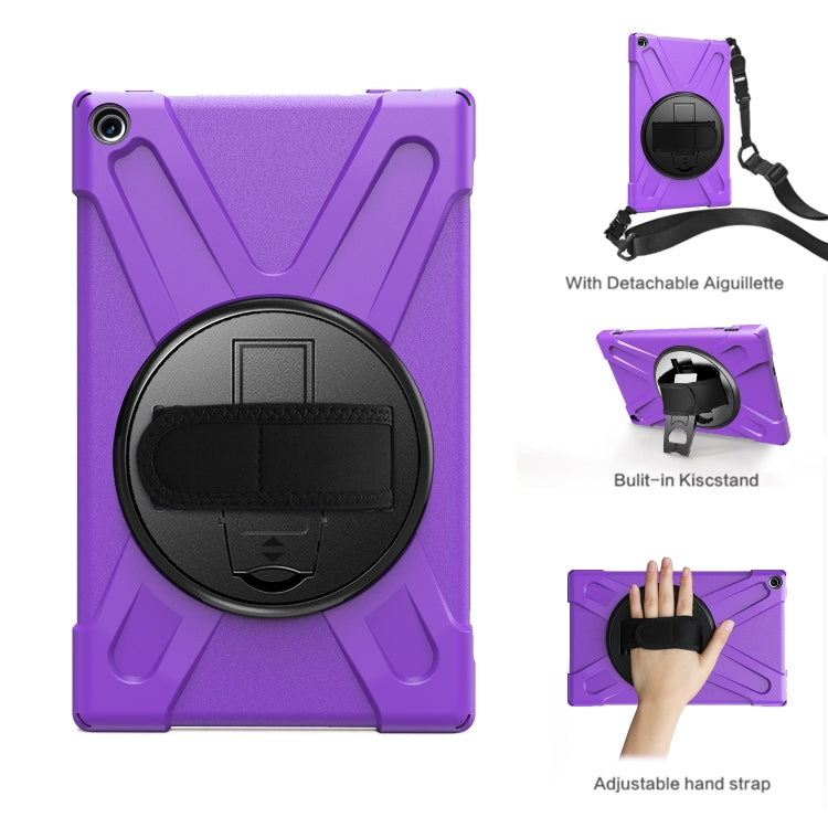 For Amazon Kindle Fire HD10 2019 / 2018 / 2017 Shockproof Colorful Silicone + PC Protective Case with Holder & Hand Strap & Shoulder Strap