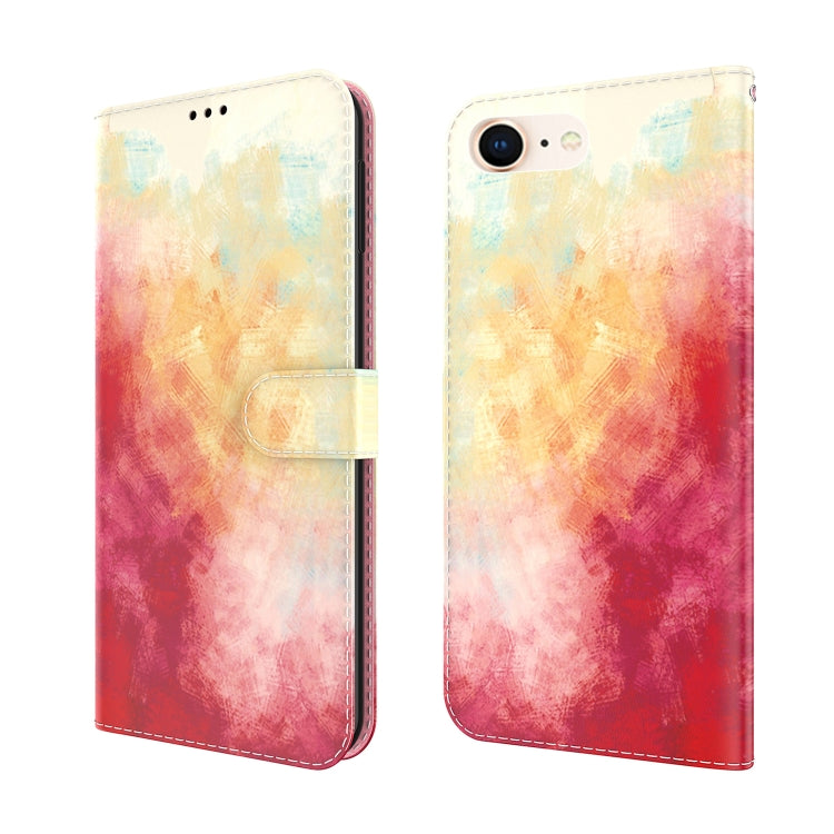 For iPhone SE 2022 / SE 2020 / 8 / 7 Watercolor Pattern Horizontal Flip Leather Case with Holder & Card Slot & Wallet
