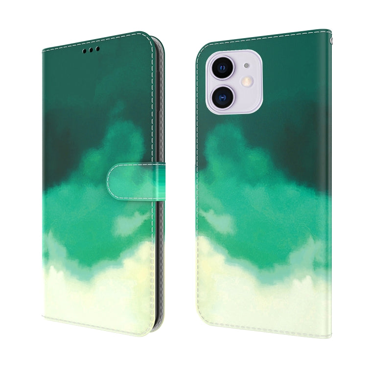 For iPhone 12 / 12 Pro Watercolor Pattern Horizontal Flip Leather Case with Holder & Card Slot & Wallet