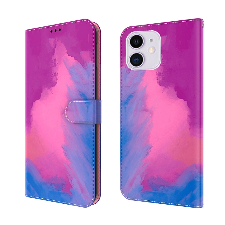 For iPhone 12 / 12 Pro Watercolor Pattern Horizontal Flip Leather Case with Holder & Card Slot & Wallet
