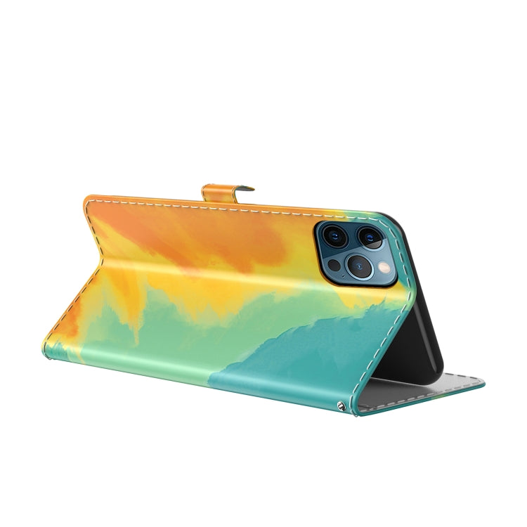 For iPhone 12 Pro Max Watercolor Pattern Horizontal Flip Leather Case with Holder & Card Slot & Wallet