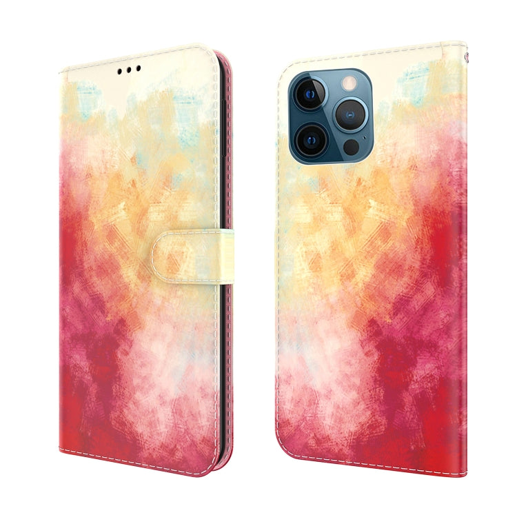 For iPhone 12 Pro Max Watercolor Pattern Horizontal Flip Leather Case with Holder & Card Slot & Wallet
