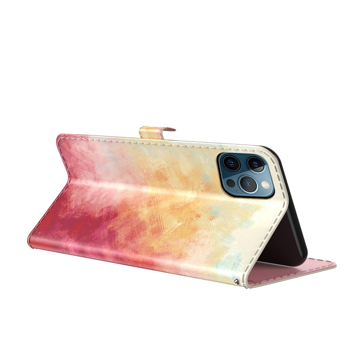 For iPhone 12 Pro Max Watercolor Pattern Horizontal Flip Leather Case with Holder & Card Slot & Wallet