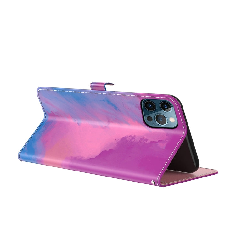 For iPhone 12 Pro Max Watercolor Pattern Horizontal Flip Leather Case with Holder & Card Slot & Wallet