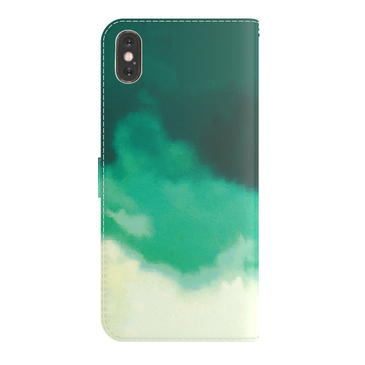 For iPhone X / XS Watercolor Pattern Horizontal Flip Leather Case with Holder & Card Slot & Wallet
