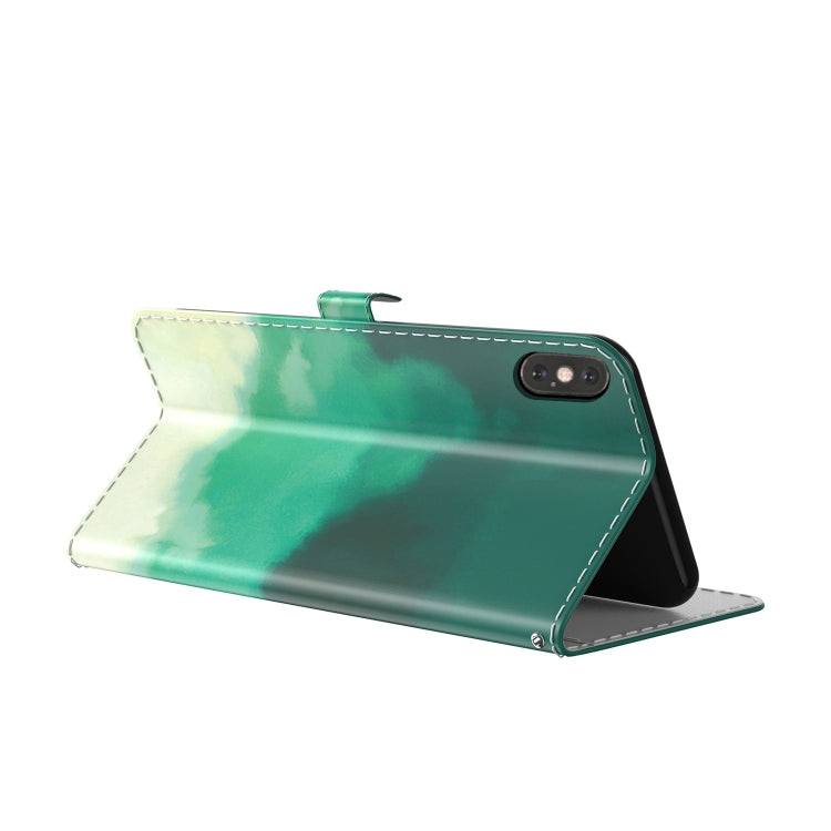 For iPhone X / XS Watercolor Pattern Horizontal Flip Leather Case with Holder & Card Slot & Wallet