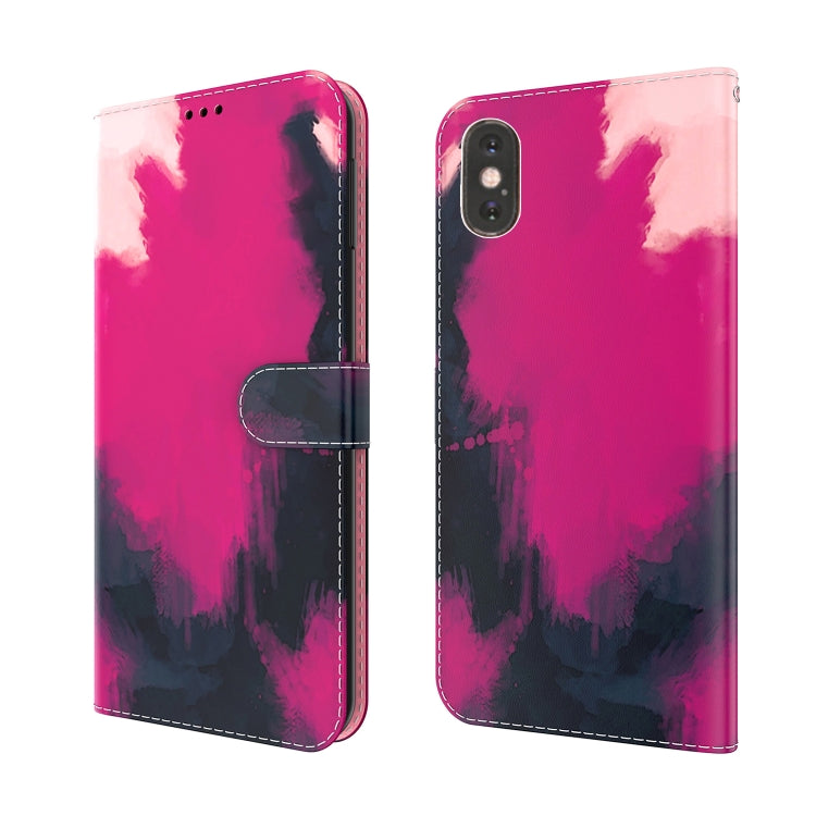 For iPhone X / XS Watercolor Pattern Horizontal Flip Leather Case with Holder & Card Slot & Wallet