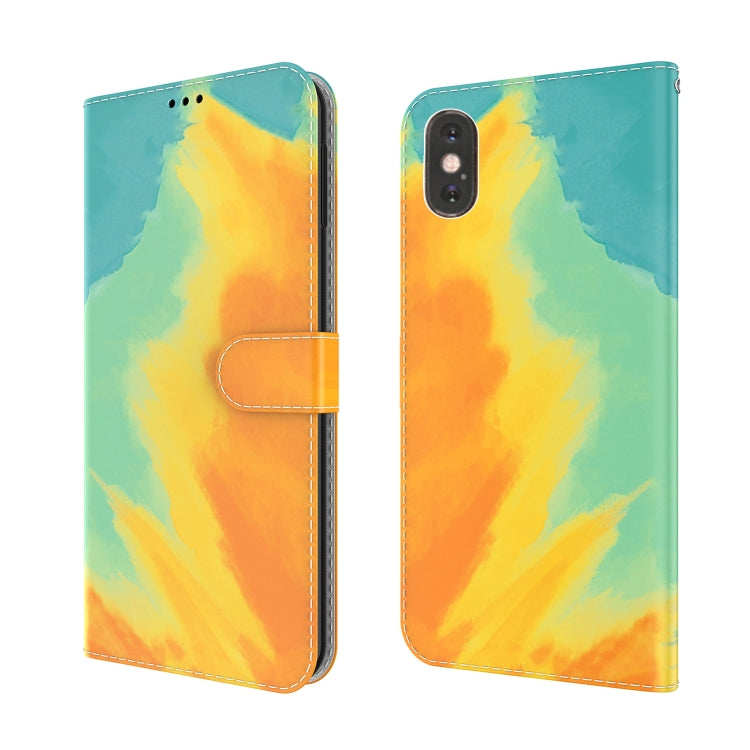 For iPhone X / XS Watercolor Pattern Horizontal Flip Leather Case with Holder & Card Slot & Wallet
