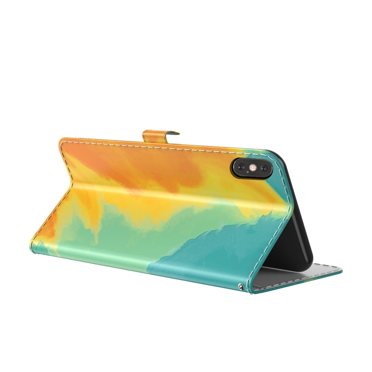 For iPhone X / XS Watercolor Pattern Horizontal Flip Leather Case with Holder & Card Slot & Wallet