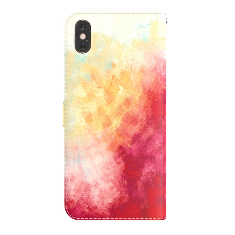 For iPhone X / XS Watercolor Pattern Horizontal Flip Leather Case with Holder & Card Slot & Wallet