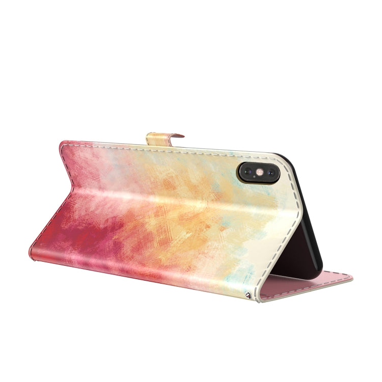 For iPhone X / XS Watercolor Pattern Horizontal Flip Leather Case with Holder & Card Slot & Wallet