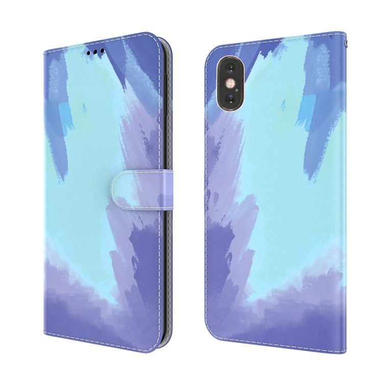 For iPhone X / XS Watercolor Pattern Horizontal Flip Leather Case with Holder & Card Slot & Wallet