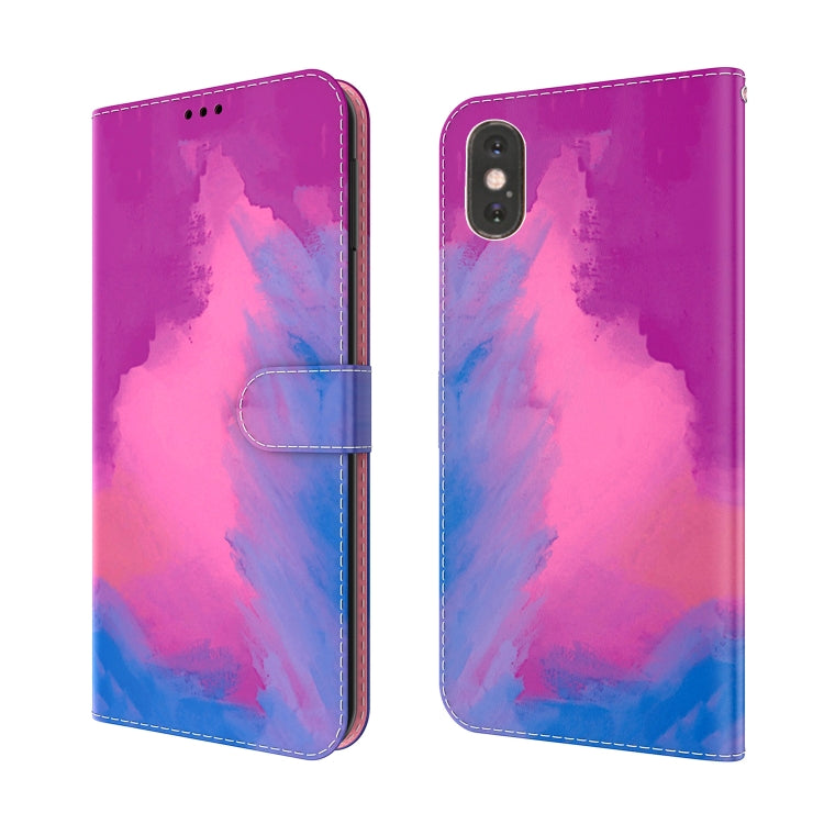 For iPhone X / XS Watercolor Pattern Horizontal Flip Leather Case with Holder & Card Slot & Wallet