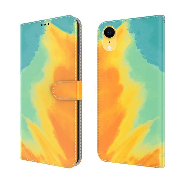 For iPhone XR Watercolor Pattern Horizontal Flip Leather Case with Holder & Card Slot & Wallet