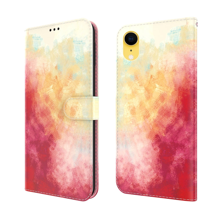For iPhone XR Watercolor Pattern Horizontal Flip Leather Case with Holder & Card Slot & Wallet