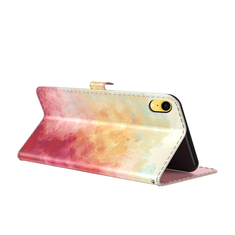 For iPhone XR Watercolor Pattern Horizontal Flip Leather Case with Holder & Card Slot & Wallet